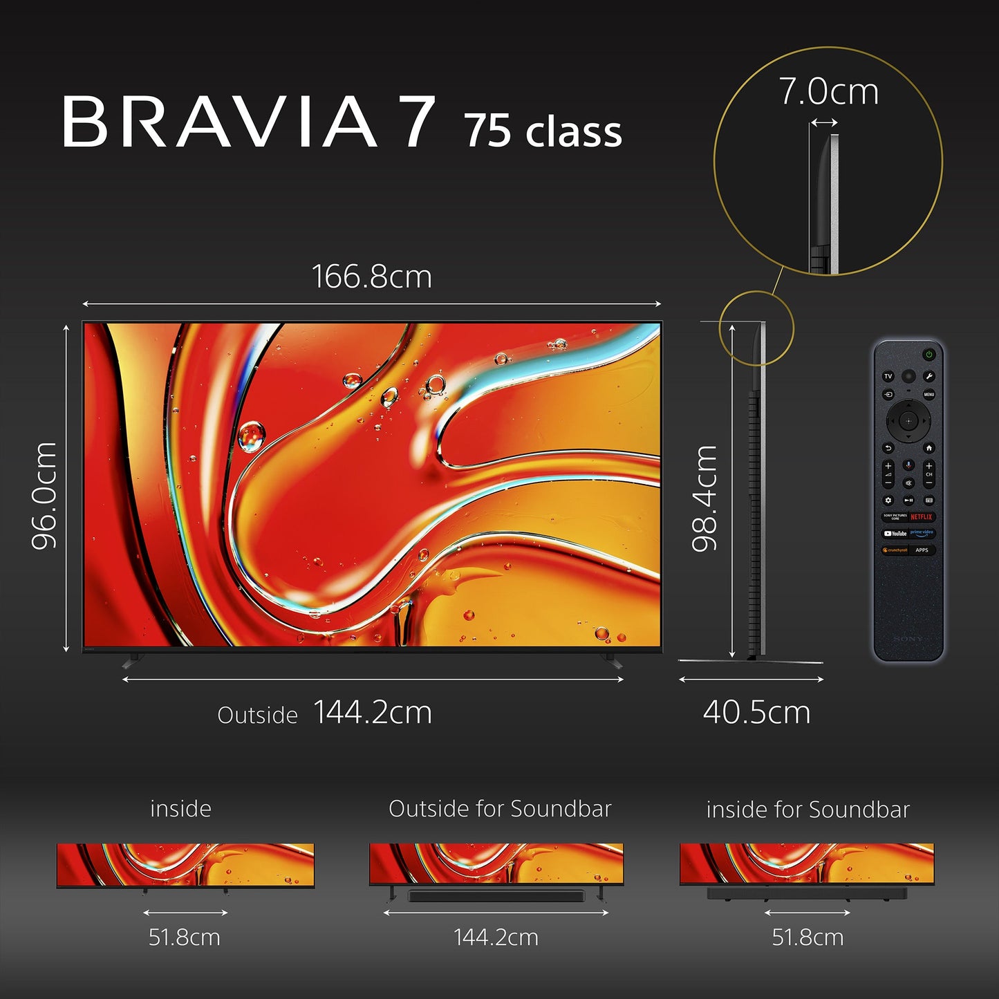 Sony | BRAVIA 7| 75 Inch |XR BACKLIGHT MASTER DRIVE TV | Perfectly balanced for movies, PS5 gaming & sports|4K HDR Smart TV (Google TV) | 2024 Model