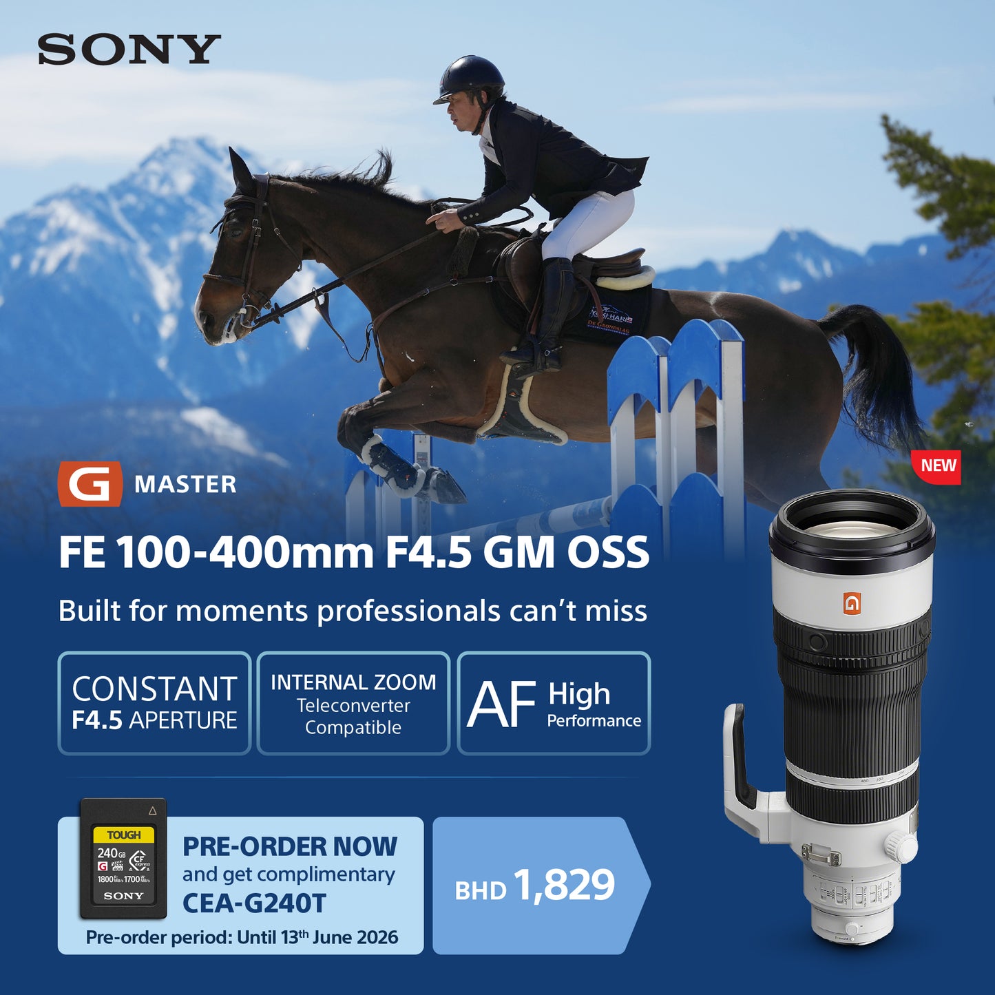 Sony SEL100400MC | FE 100-400mm F4.5 GM OSS | Exceptional resolution and fast AF in a constant F4.5 super-telephoto zoom Lens