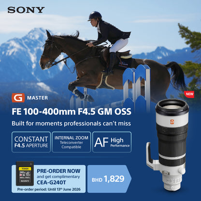 Sony SEL100400MC | FE 100-400mm F4.5 GM OSS | Exceptional resolution and fast AF in a constant F4.5 super-telephoto zoom Lens