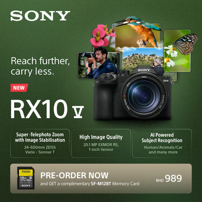 Sony RX10 V | 24–600 mm* High-zoom Camera with Real-time Recognition AF, 20.1 MP Sensor and 30 fps blackout-free burst shooting | DSC-RX10M5