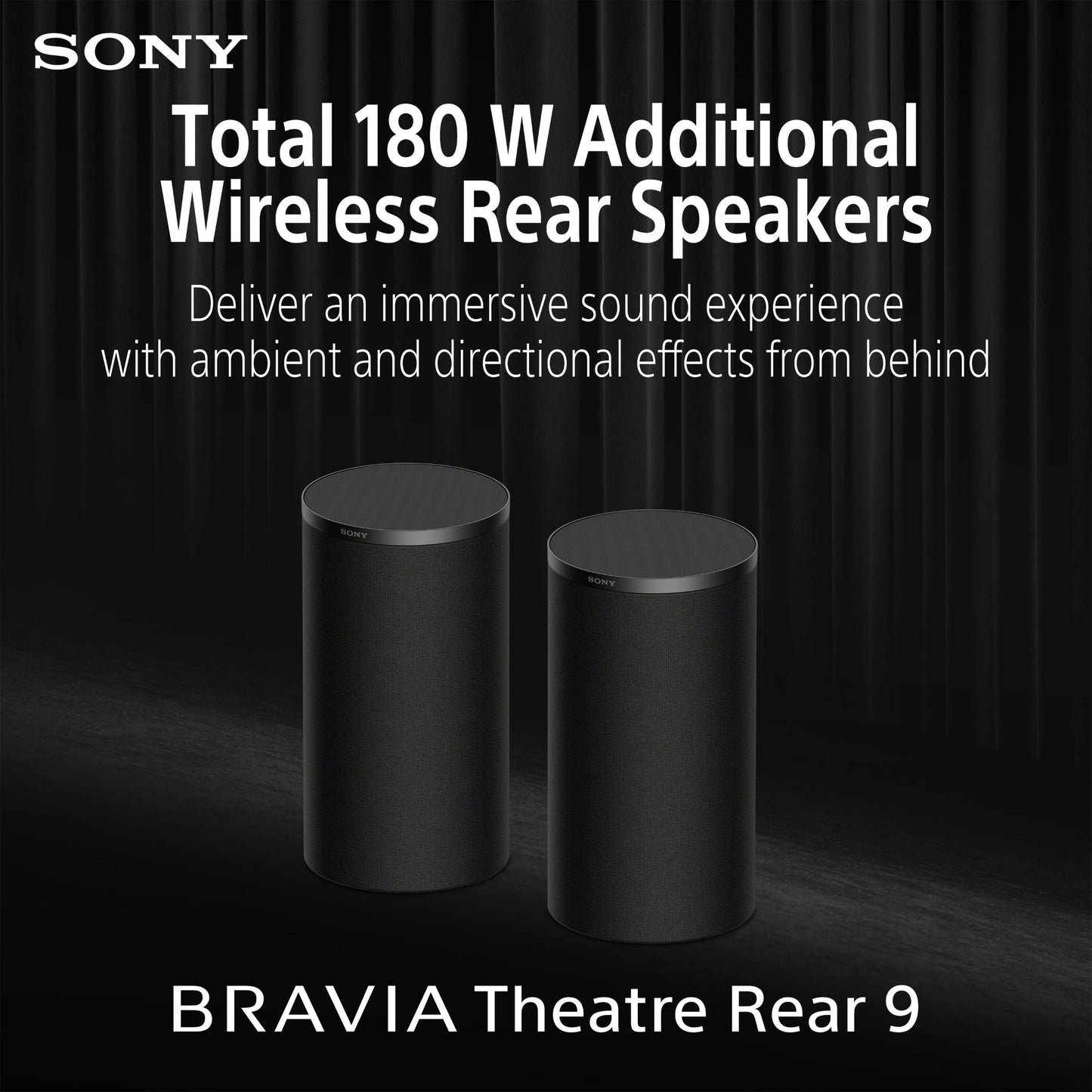 Sony BRAVIA Theatre Rear 9, 200 W Wireless Rear Speakers for Sound bar/ Home Theater Sound System, 2026 Model