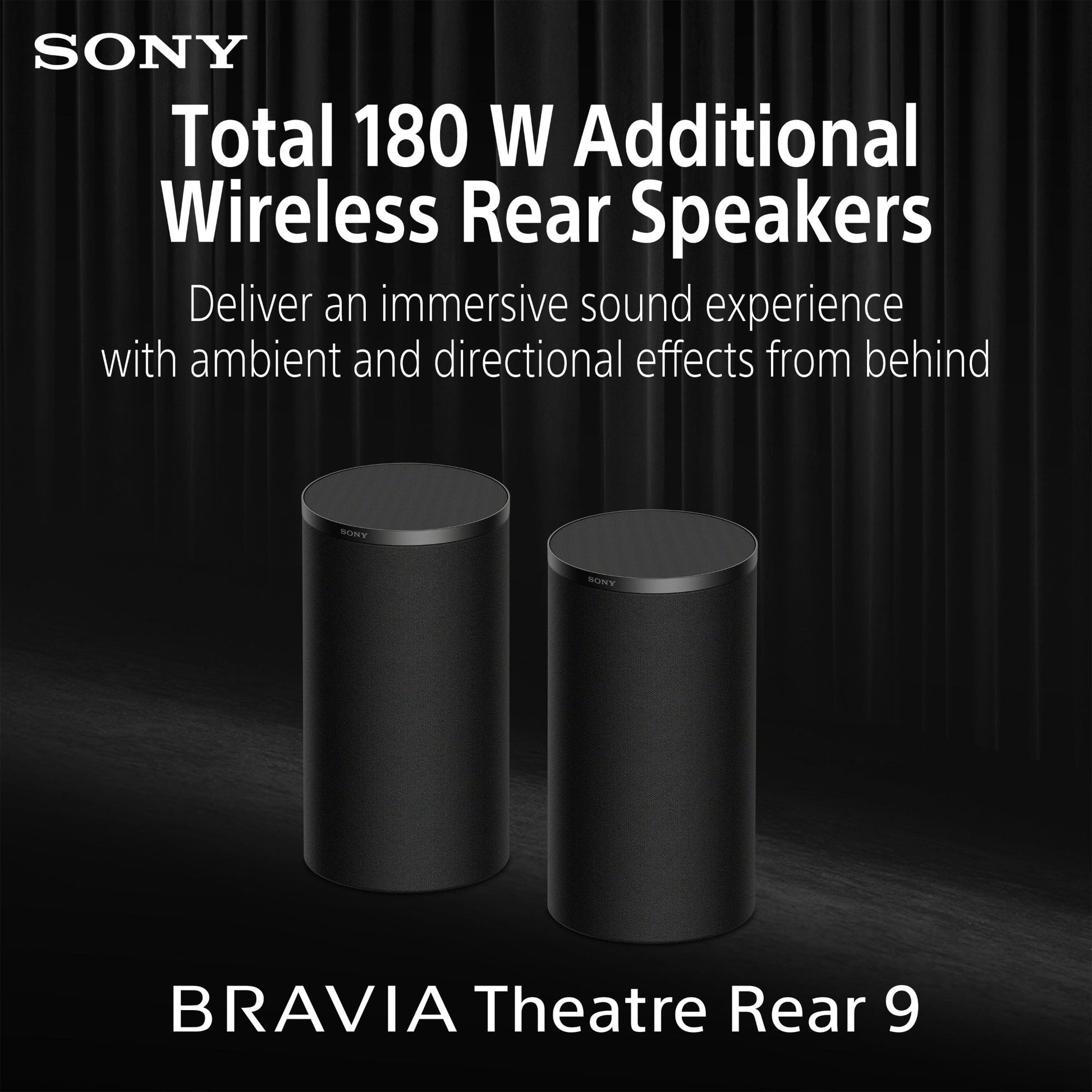 Sony BRAVIA Theatre Rear 9, 200 W Wireless Rear Speakers for Sound bar/ Home Theater Sound System, 2026 Model