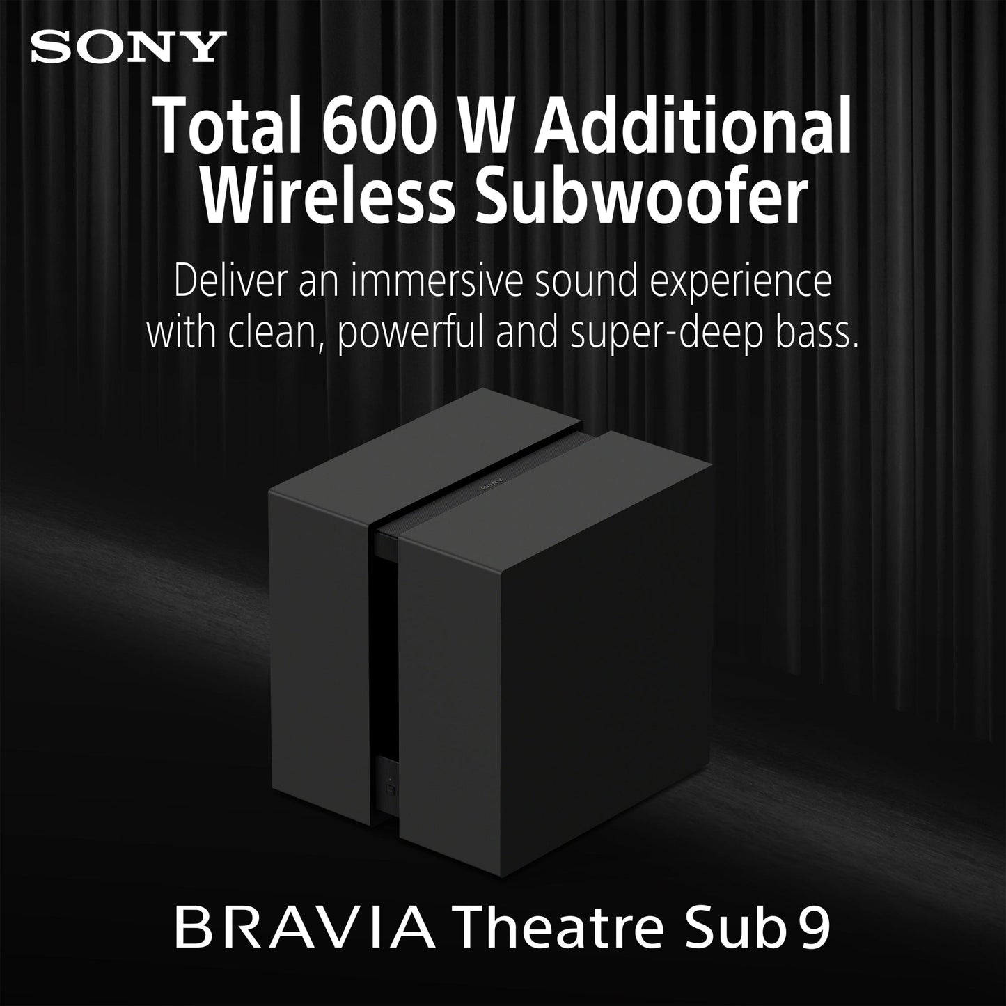 Sony BRAVIA Theatre Sub 9, 600 W Wireless Subwoofer for Sound bar/ Home Theater Sound System, 2026 Model