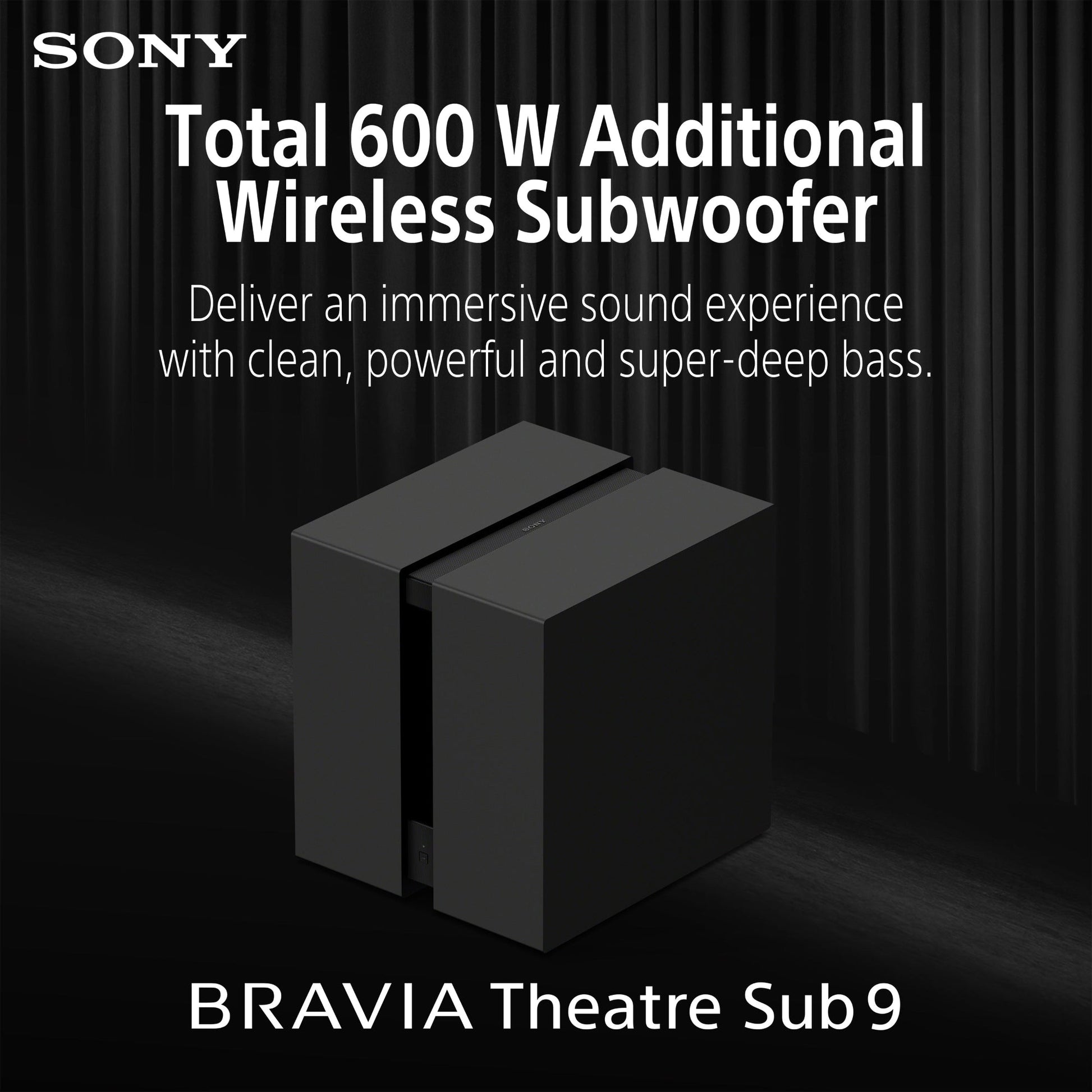 Sony BRAVIA Theatre Sub 9, 600 W Wireless Subwoofer for Sound bar/ Home Theater Sound System, 2026 Model