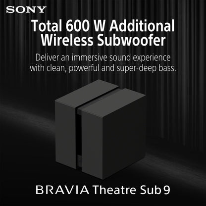 Sony BRAVIA Theatre Sub 9, 600 W Wireless Subwoofer for Sound bar/ Home Theater Sound System, 2026 Model